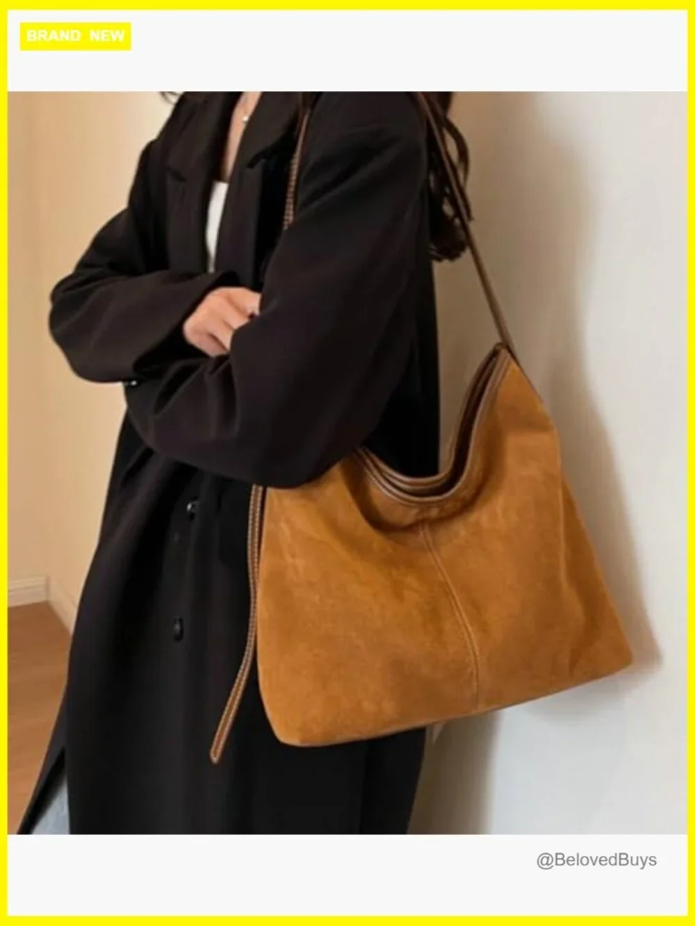 Suede Hobo Tote Bag Crossbody Shoulder Bag Slouchy Handbag Retro College Purse